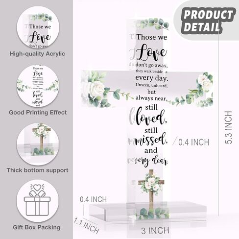 PVOPVO Cross Christian Gifts, Christian Bible Verse Artwork Inspirational Religious Gifts Decor for Mom Sister Floral Bible Verse Desk God Decor Knick Knacks in Kuwait