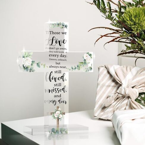PVOPVO Cross Christian Gifts, Christian Bible Verse Artwork Inspirational Religious Gifts Decor for Mom Sister Floral Bible Verse Desk God Decor Knick Knacks in Kuwait