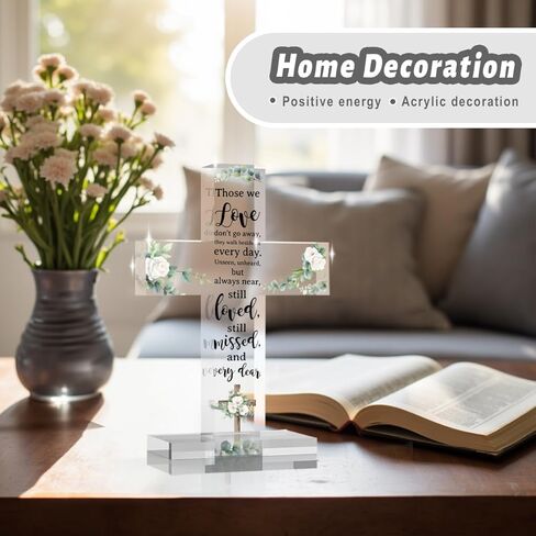 PVOPVO Cross Christian Gifts, Christian Bible Verse Artwork Inspirational Religious Gifts Decor for Mom Sister Floral Bible Verse Desk God Decor Knick Knacks in Kuwait