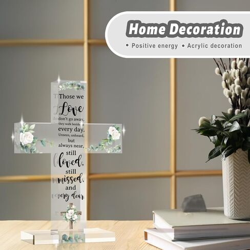 PVOPVO Cross Christian Gifts, Christian Bible Verse Artwork Inspirational Religious Gifts Decor for Mom Sister Floral Bible Verse Desk God Decor Knick Knacks in Kuwait