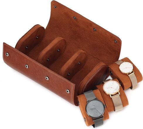 Woyir Watch Roll Travel Genuine Leather Case Watch Gaint Case With With Palow for Men ، و Watch Watch Case أو منظم للتخزين والعرض لعيد الأب in Kuwait