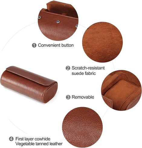 Woyir Watch Roll Travel Genuine Leather Case Watch Gaint Case With With Palow for Men ، و Watch Watch Case أو منظم للتخزين والعرض لعيد الأب in Kuwait
