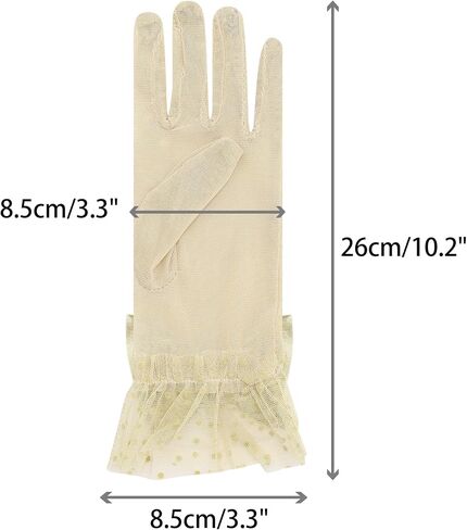 Women's Short Lace Gloves with Bow for Women Polka Dots Mesh Gloves for Wedding Tea Party in Saudi Arabia