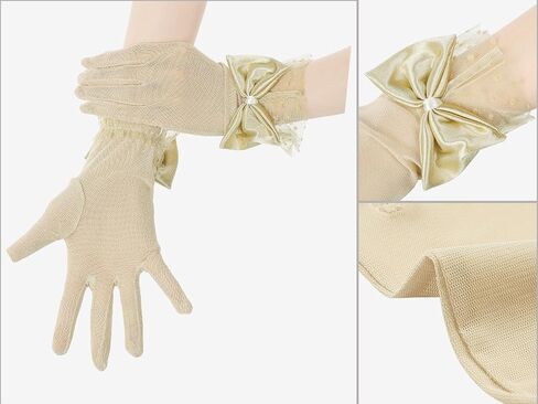 Women's Short Lace Gloves with Bow for Women Polka Dots Mesh Gloves for Wedding Tea Party in Saudi Arabia