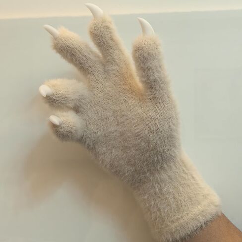 كيفورومي PAWS & Fursuit Paws ، Kig ver ، قفازات أزياء أسود فروي مع مخالب بيضاء ، قفازات مخلب Cosplay in Saudi Arabia