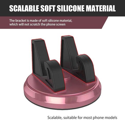 Dashboard Cell Phone Holder, 360 Degree Rotatable Navigation Stand with Harness Mounting Slot, Silicone Anti-Scratch Self-Adhesive Desktop Bracket, Universal for Cars Home Office (Black) in Saudi Arabia