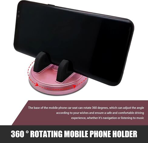 Dashboard Cell Phone Holder, 360 Degree Rotatable Navigation Stand with Harness Mounting Slot, Silicone Anti-Scratch Self-Adhesive Desktop Bracket, Universal for Cars Home Office (Black) in Saudi Arabia