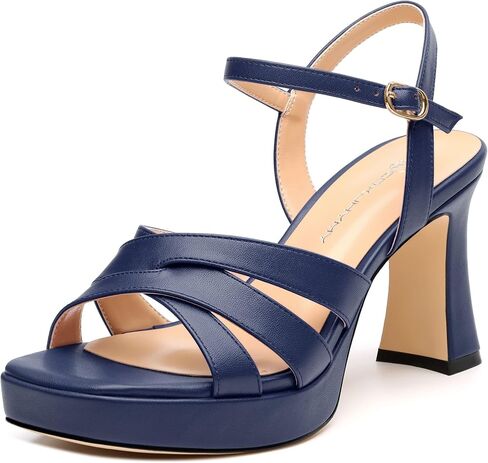 Women's Chunky Platform High Heels Block Heeled Sandals Open Square Toe Ankle Strap Dress Wedding Party Sandal Shoes 3.3'' in Saudi Arabia