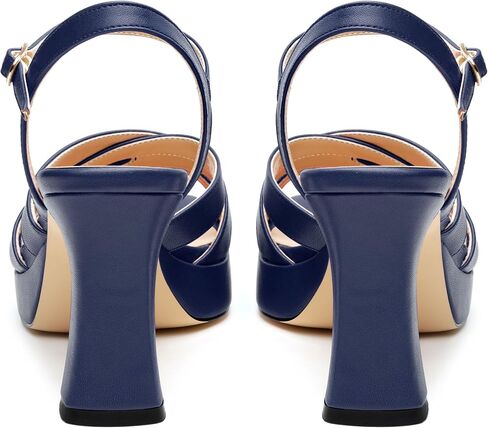 Women's Chunky Platform High Heels Block Heeled Sandals Open Square Toe Ankle Strap Dress Wedding Party Sandal Shoes 3.3'' in Saudi Arabia