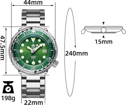 ADDIESDIVE Automatic Dive Watch for Men Diver 300M 47.5MM Blue Dial Analog Luminescent… in Kuwait