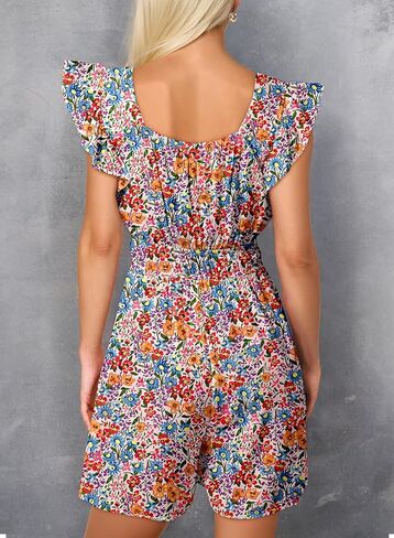 Dokotoo Women's Summer Casual Sleeveless Romper Loose Floral Printed Shorts Overalls Jumpsuits with Pockets in Saudi Arabia