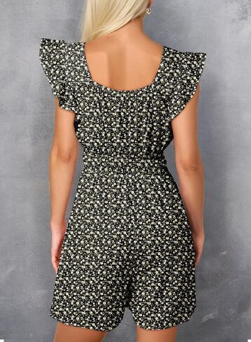 Dokotoo Women's Summer Casual Sleeveless Romper Loose Floral Printed Shorts Overalls Jumpsuits with Pockets in Saudi Arabia