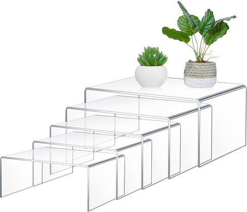 3 Pcs Extra Large 12,11,10.25 Inch Acrylic Display Risers Clear Acrylic Shelf Riser Display Stands 5 mm Thick Rectangular for Collectibles Figures in Saudi Arabia