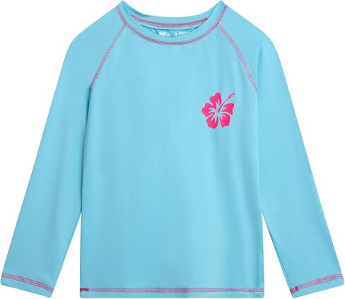 Real Love Toddler Girls Rash Guard - Quick Dry Sun Protection Girls Swim Shirt Long Sleeve Rash Guard Kids Swim Top (2T-16) in Saudi Arabia