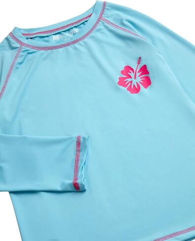 Real Love Toddler Girls Rash Guard - Quick Dry Sun Protection Girls Swim Shirt Long Sleeve Rash Guard Kids Swim Top (2T-16) in Saudi Arabia