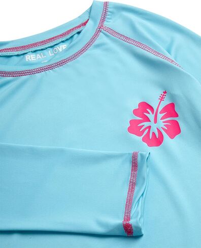 Real Love Toddler Girls Rash Guard - Quick Dry Sun Protection Girls Swim Shirt Long Sleeve Rash Guard Kids Swim Top (2T-16) in Saudi Arabia