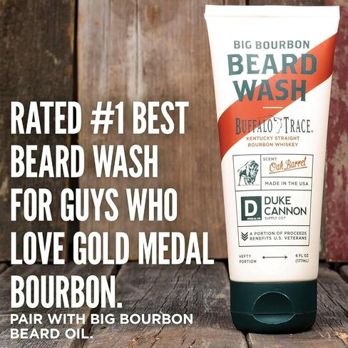 Duke Cannon Supply Co. Big Bourbon Beard Wash, 6 Fl Oz, Oak Barrel Scent - Made with Plant-based Ingredients to Strengthen, Rejuvenate, Soften and Condition in Saudi Arabia