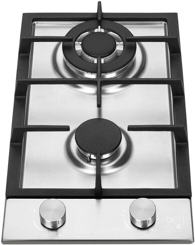 K&H 2 Burner 12 Inch NATURAL Gas Stove Top Stainless Steel Surface Cast Iron Cooktop 2-SSW in Saudi Arabia