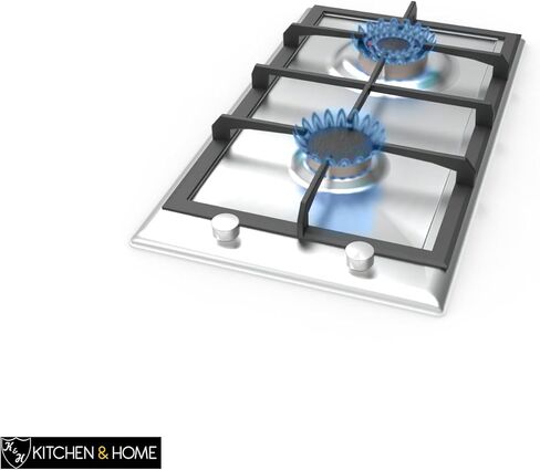 K&H 2 Burner 12 Inch NATURAL Gas Stove Top Stainless Steel Surface Cast Iron Cooktop 2-SSW in Saudi Arabia