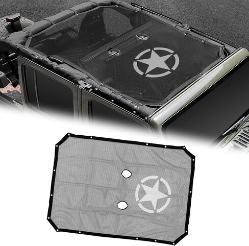 JK Sunshade Mesh Top Sun Shade Top for Jeep Wrangler Accessories Bikini Top Compatible with Jeep Wrangler, JK JKU 2007-2018 4 Door-Blocks UV Wind Noise Star (2/4Door-Non-Standardized) in Saudi Arabia