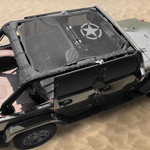 JK Sunshade Mesh Top Sun Shade Top for Jeep Wrangler Accessories Bikini Top Compatible with Jeep Wrangler, JK JKU 2007-2018 4 Door-Blocks UV Wind Noise Star (2/4Door-Non-Standardized) in Saudi Arabia
