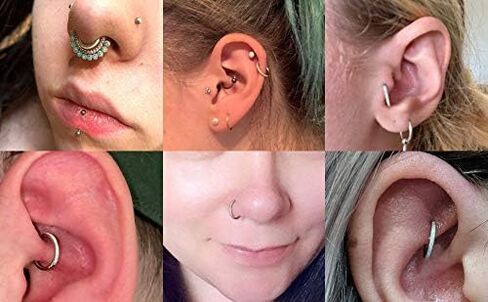 Gagabody Conch Jewelry 20g 18G Septum Jewelry 16 Gauge arics conch tooop daith arcors rings surgical Steel lip with opal paded baded beass hing helix cartlidge arock arrings hoop in Kuwait