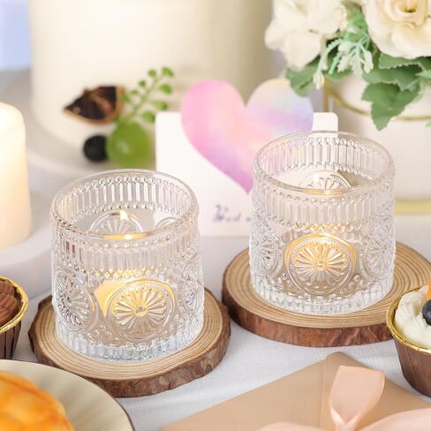 6Pcs Large Votive Candle Holders Blue Glass Tealight Candle Holders for Wedding, Table Centerpiece, Party, Birthday, Home Decor in Saudi Arabia