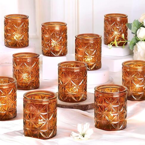 Green Votive Candle Holders Set of 12-Vintage Green Candle Holder for Wedding,Tea Light Candle Holders for Home Table Centerpieces Decor,Glass Candle Holder for Baby Shower & Bridal Shower in Saudi Arabia
