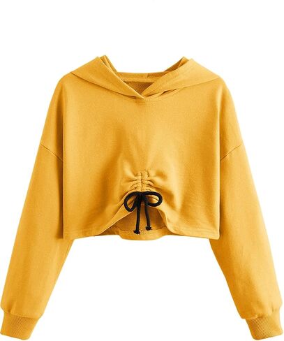 Meilidress Kids Girl's Crop Tops Hoodies Long Sleeve Cute Drawstring Pullover Sweatshirts in Saudi Arabia