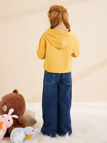 Meilidress Kids Girl's Crop Tops Hoodies Long Sleeve Cute Drawstring Pullover Sweatshirts in Saudi Arabia