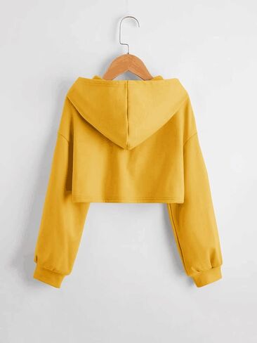 Meilidress Kids Girl's Crop Tops Hoodies Long Sleeve Cute Drawstring Pullover Sweatshirts in Saudi Arabia