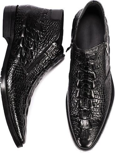 Santimon Mens Boot Zipper Ankle Dress Patent Leather Formal Boots Fashion Black Red in Saudi Arabia