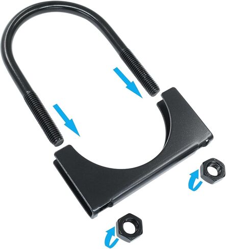 1-1/2" U Heavy Duty U-Bolt Clamp, 2Pcs Black Stainless Steel Muffler Clamps Saddle Style for RV UTV Tractor Motorcycle Exhaust System in Kuwait