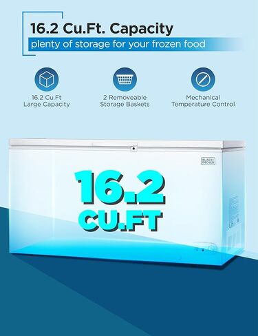 BLACK+DECKER 3.5 Cu. Ft. Chest Freezer, Holds up to 122 Lbs. of Frozen Food with Organizer Basket, BCFK356 in Saudi Arabia