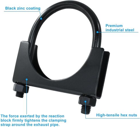 1-1/2" U Heavy Duty U-Bolt Clamp, 2Pcs Black Stainless Steel Muffler Clamps Saddle Style for RV UTV Tractor Motorcycle Exhaust System in Kuwait