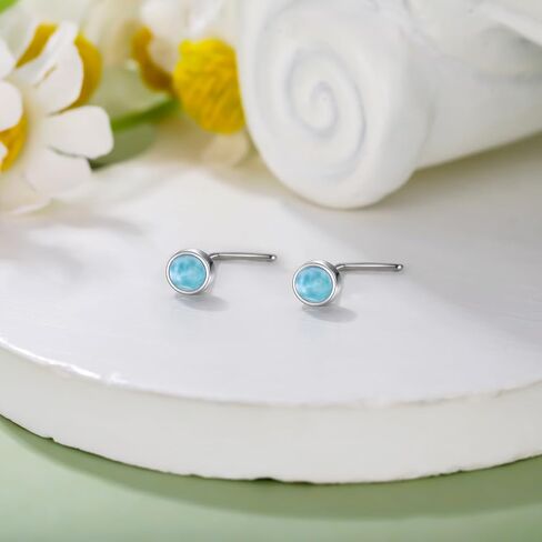 2Pcs Gemstone Nose Ring 925 Sterling Silver 3mm Turquoise Lapis Lazuli Larimar Black Onyx L Shaped Nose Stud Piercing Jewelry for Women in Saudi Arabia