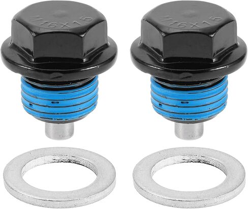 Universal Oil Drain Plug Anti Leakage Oil Pan Drain Bolt Screw Thread Repair Aluminum 2 Set with Gasket Black Red Magnetic M18x1.5 in Kuwait