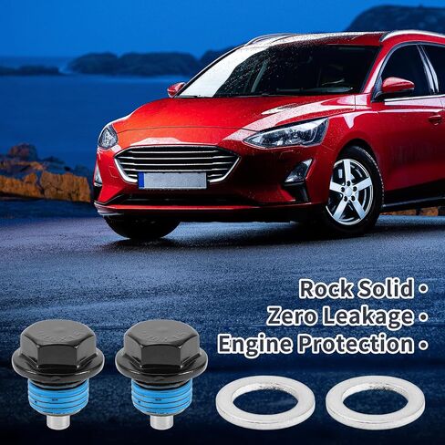 Universal Oil Drain Plug Anti Leakage Oil Pan Drain Bolt Screw Thread Repair Aluminum 2 Set with Gasket Black Red Magnetic M18x1.5 in Kuwait