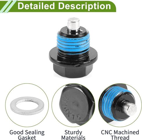 Universal Oil Drain Plug Anti Leakage Oil Pan Drain Bolt Screw Thread Repair Aluminum 2 Set with Gasket Black Red Magnetic M18x1.5 in Kuwait
