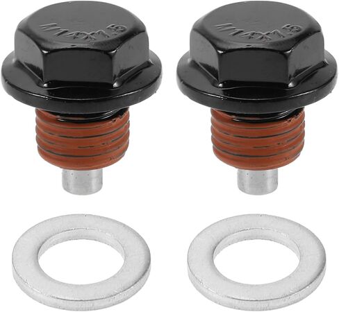 Universal Oil Drain Plug Anti Leakage Oil Pan Drain Bolt Screw Thread Repair Aluminum 2 Set with Gasket Black Red Magnetic M18x1.5 in Kuwait
