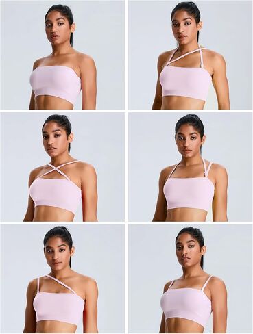 ABOCIW Womens Workout Sets Seamless High Waist Scrunch Butt Shorts Removeable Strap Bandeau Sports Bra Gym Set in Saudi Arabia