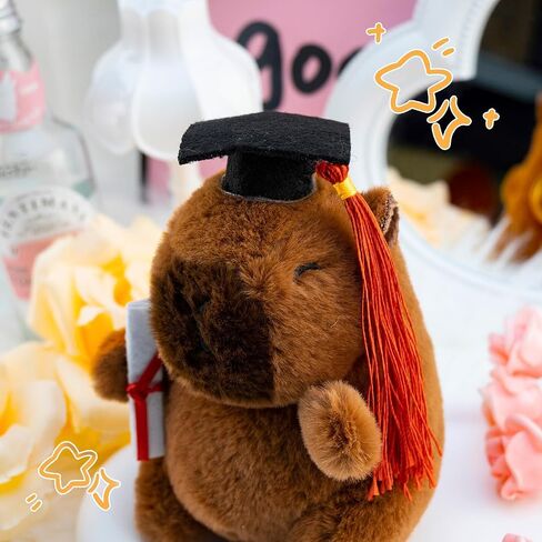 تخرج أفخم حشو حيوان لطيف Capybara keychain 2025 هدايا التخرج من أجله في كلية الثانوية كاوي كابيبارا الاشياء مع قبعة البكالوريوس والتمرير in Saudi Arabia