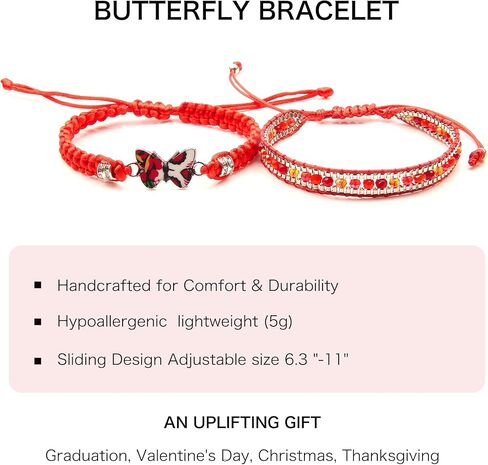 Butterfly Gifts for Women - Butterfly Bracelet Adjustable Braided Rope Friendship Bracelets Butterfly Party Favors Charm Bracelet Set for Women in Kuwait