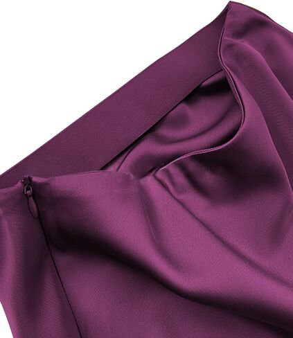 Ebossy Women's Long Satin Skirt Silk Silk Dary Hidden Hidden Cercy Flared A-Line Maxi Vertts in Kuwait