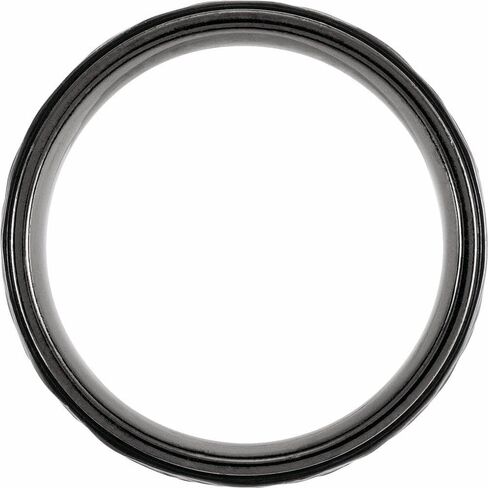 Sonia Jewels Black 8mm Grooved Flat Edge Wedding Band in Saudi Arabia