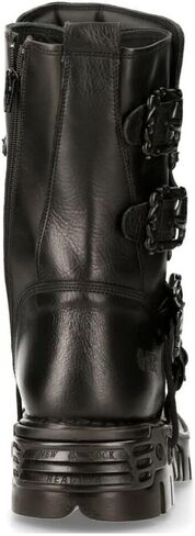 New Rock Men's Metallic 391 Black Reactor Skull Devil Goth Punk Leather Calf Boots in Saudi Arabia
