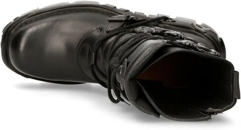 New Rock Men's Metallic 391 Black Reactor Skull Devil Goth Punk Leather Calf Boots in Saudi Arabia