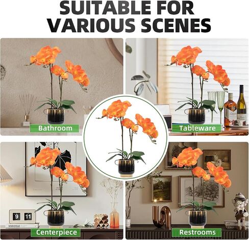 CXGS Orchids الزهور الاصطناعية زهور حقيقية مزيفة في وعاء السيراميك 20 "Red Faux Orchid Plant Lifelelik in Kuwait