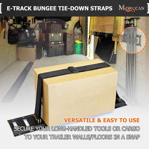 4 Pack E-Track Bungee Tie-Down Straps, 12"-22" Length Adjustable 2" Width Black Bungee Straps, Secure Tools/Cargo to Walls for Trucks, Enclosed Trailers, Vans, Warehouses, Garages, Workshops in Saudi Arabia