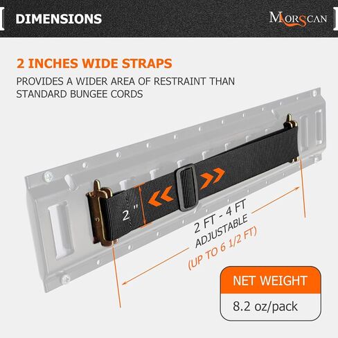 4 Pack E-Track Bungee Tie-Down Straps, 12"-22" Length Adjustable 2" Width Black Bungee Straps, Secure Tools/Cargo to Walls for Trucks, Enclosed Trailers, Vans, Warehouses, Garages, Workshops in Saudi Arabia